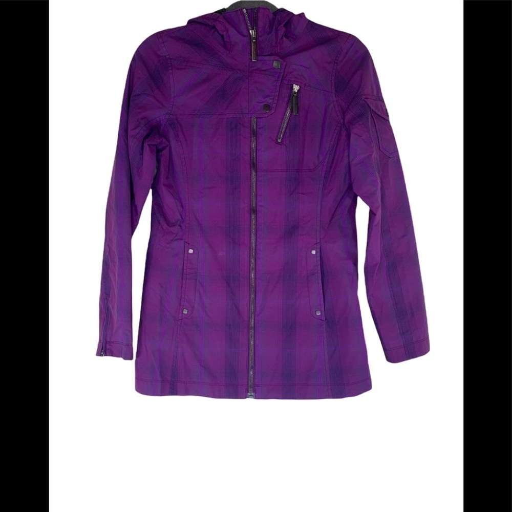Marmot Membrain Waterproof  Purple Plaid Hooded Jacket Size XS